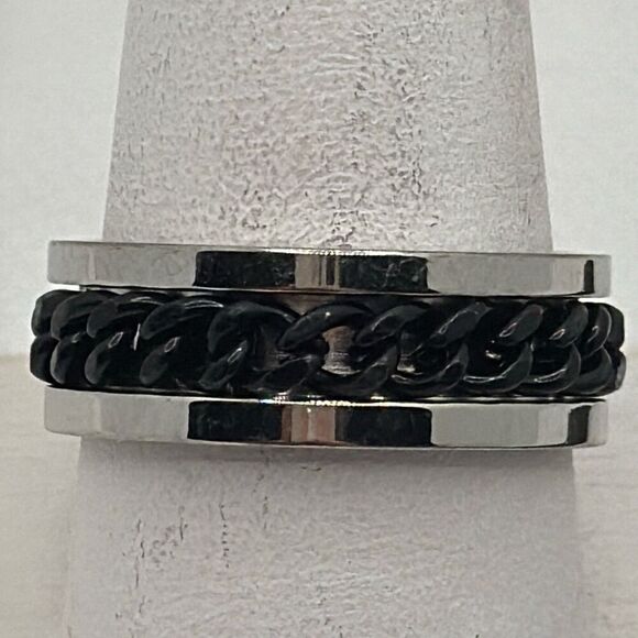 NWOT Size 13 Stainless Steel fidget spinner band with chain - Picture 2 of 3